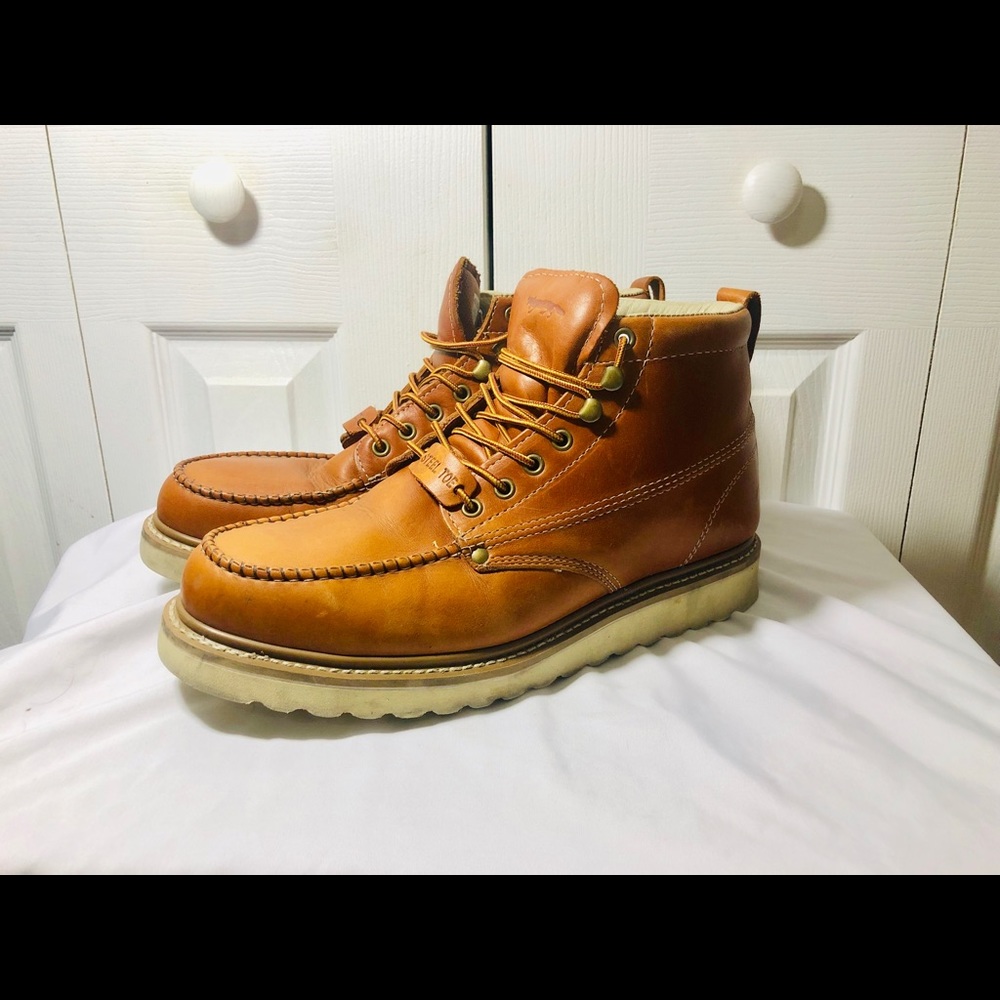 Golden Fox Moc Steel Toe Leather Work Boots USA 13